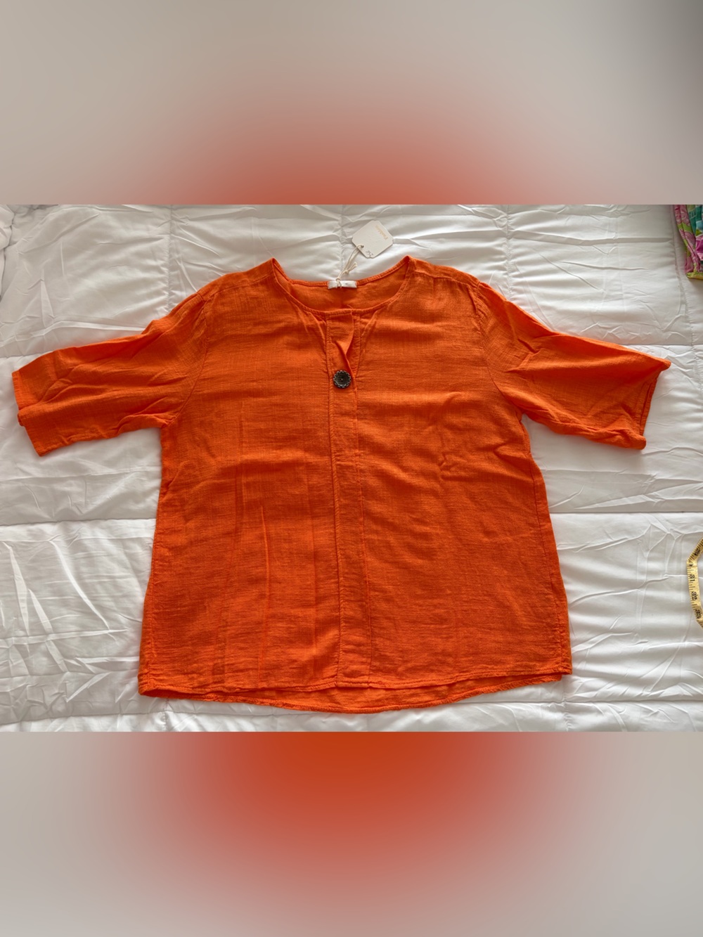 NWT XL tunic top Orange cotton linen loose fit breezy Go Vols made in Italy